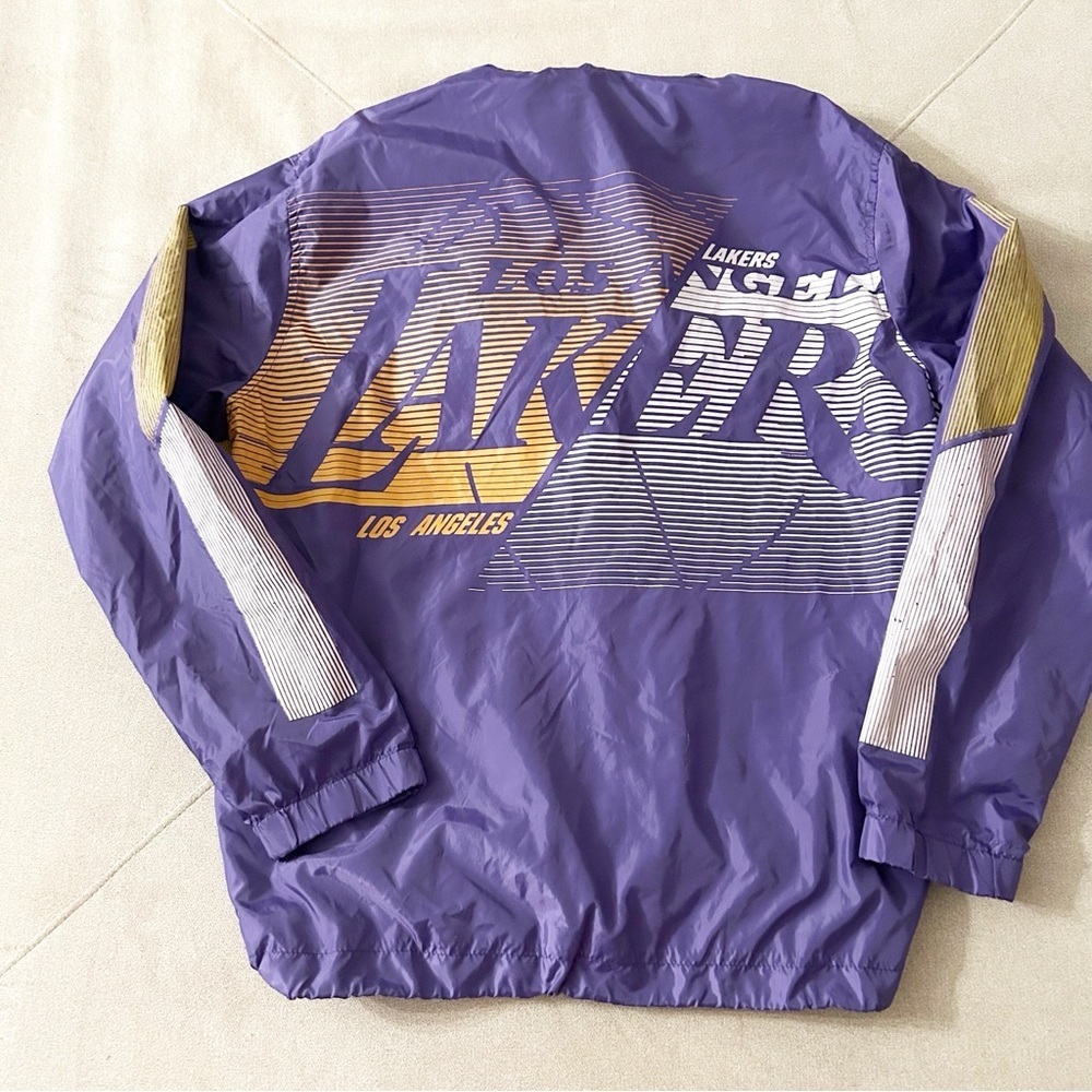 NBA Los Angeles LA Lakers 1/4 Zip Hooded Windbreaker Pullover Jacket Size Small
